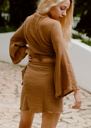 FRANKIE TIE TOP - CARAMEL